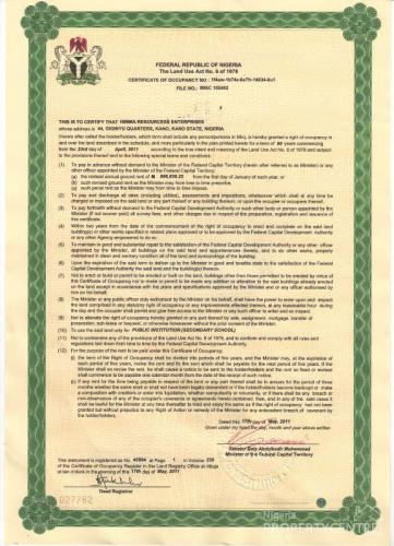 C of O, C of O Revocation, R of O, FCTA, Land Title